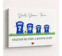 Star Online Personalised Father’s Day Football Team Canvas Gift for Dad Choose Your Squad Shirts, Custom Name Kids Keepsake Present for Daddy or Grandad (13 Team's)