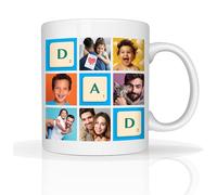 Star Online Personalised Fathers Day Coffee Mug Gift 6 Photos Present for Dad 11oz Ceramic Coffee Tea Cup Best Daddy Birthday Text Name (Dad Photo Mug)