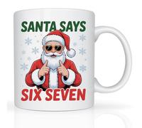 Star Online Personalised Funny Christmas Mug Santa Says 6 7 Meme Gift, 11oz Ceramic Coffee Cup, Humorous Xmas Presents for Kids, Teens & Adults (Santa Design)