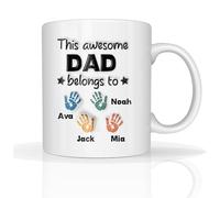 Star Online Personalised Gift for Dad Mug Fathers Day Custom Photo 11oz Ceramic Coffee Cup Best Dada Ever Daddy Birthday Presents Dishwasher Safe (Hands Dad Mug)