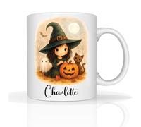 Star Online Personalised Halloween Mug 11oz Ceramic Coffee Cup Funny Ghost Design Spooky Halloween Novelty Gift for Kids & Adults (Witch)