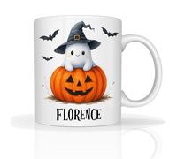 Star Online Personalised Halloween Mug 11oz Ceramic Coffee Cup Funny Ghost Design Spooky Halloween Novelty Gift for Kids & Adults (Boo Pumpkin)