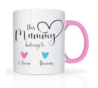 Star Online Personalised Mothers Day Mug Gifts for Mum This Mummy Belongs to Heart Prints Mugs from Daughter & Son 11oz Ceramic Coffee Cup for Nan Nana Grandma Gran Novelty Mug Birthday Presents