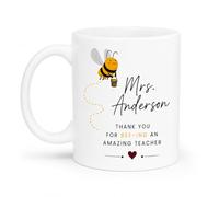Star Online Personalised Teacher Mug, Teacher Appreciation Gift, Thank You Teacher Coffee Mug, End of Year School Gift for Teaching Assistant or Mentor 11oz Ceramic Mug (Bee-ing Amaze)