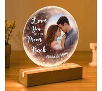 Star Online Personalised Valentines Gift for Him & Her, Custom Couple Photo Acrylic Night Light Plaque “I Love You to the Moon & Back”, Romantic Present for Boyfriend or Girlfriend (Moon)