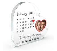 Star Online Personalised Wedding Anniversary Engagement Date Gifts, First Date Anniversary Husband Wife, One Year Together Boyfriend, Valentines, Acrylic Heart Block With Box (Personalised Image)