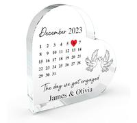 Star Online Personalised Wedding Anniversary Engagement Date Gifts, First Date Anniversary Husband Wife, One Year Together Boyfriend, Valentines, Acrylic Heart Block With Box (Doves)