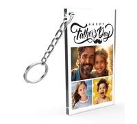 Star Online Personalized Photo Keychain for Dad, Custom Text Gift, Father's Day Present Keytag From Daughter and Son - 5CM X 8CM (3 Images)