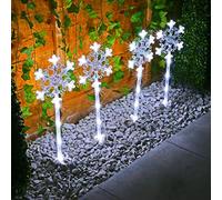 Star or Snowflake Set of 4 LED Stake Garden Lights - 40 LED Pathway Decoration Garden Lawn Patio - Festive Xmas Glow Christmas Decoration - Mains Powered (Snowflake)