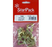 Star Pack Set of 7 Brass Plated Double Picture Hooks with Nails