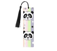 Star Panda Head Double-Sided Printed Wooden Bookmarks 5pcs, Women Presents for Book Lovers Cool Notebook Accessories Birthday Presents for Men(5 Piece Set)