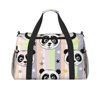 Star Panda Head Waterproof Weekender Bags Duffel Bag Large Carry On Hand Luggage Bags Foldable Tote Bag for Travel Sports Gym Dance
