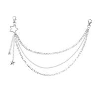 Star Pants Chain, Silver Layered Goth Jean Chain Punk Pocket Accessories Clasps Metal Punk Pocket Star Adjustable Hip Hop Wallet Chain with Lobster for Men and Women