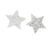 Star Patches Iron On, 10PCS Hot Rubber Backing Rhinestone Adhesive Applique Stickers Sequin Vintage Patch Star Applique for Dress (8cm AB Color Five-Pointed Star)