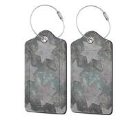 Star Pattern Metal Retro,Luggage Tags Pu Leather Name Tag Travel Suitcase Identifier ID Tags Durable Luggage Label 2 pcs