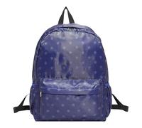 Star-Patterned Backpack with Pocket Preppy School Shoulder Bag Large Capacity Versatile Nylon Daypack Outdoor Travel Backpack (Blue)
