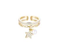 Star Pear Ring, Women Ring,Girl Fashion Ring, Rich In Cubic Zircon, Adjustable Anti-allergic Material, Birthday Gift For Girls, Silver/Rose Gold/Gold