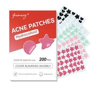 Star Pimple Patches for Face - Cute Heart & Star Hydrocolloid Acne Patches with Tea Tree & Salicylic Acid, 200 Count, 5 Colors, 4 Sizes (10-14mm), Ultra-Thin Spot Stickers