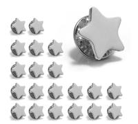 Star Pin Badge | Available in Gold, Silver Bronze | 10/20/50/100pcs | (13mm) | Lapel Pin Badge School Reward for attendance or achievement | Employee of the month (x20 Silver)