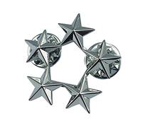 Star Pin Chinese Styled Rank Badge Lapel Pin, Silver ROUND 5