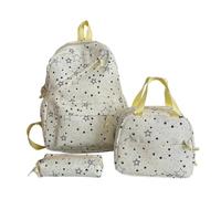 Star Print Backpack Set with Lunch Pouch Pencil Holder Multi-Piece School Rucksack Drawstring Closure Daypack for Students Daily Use Short Travel Picnic Weekend Casual Outdoor Carry Bag