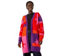 Star Print Longline Stretch Cardigan Roman Purple 10