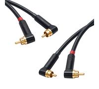 Star-Quad RCA Stereo Pair. Angled Dual Phono. Van Damme Cable. Gold Plated RCAs (50cm, Black)
