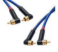 Star-Quad RCA Stereo Pair. Angled Dual Phono. Van Damme Cable. Gold Plated RCAs (50cm, Blue)