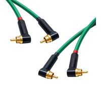 Star-Quad RCA Stereo Pair. Angled Dual Phono. Van Damme Cable. Gold Plated RCAs (50cm, Green)