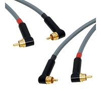Star-Quad RCA Stereo Pair. Angled Dual Phono. Van Damme Cable. Gold Plated RCAs (50cm, Grey)
