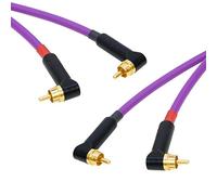 Star-Quad RCA Stereo Pair. Angled Dual Phono. Van Damme Cable. Gold Plated RCAs (50cm, Purple)