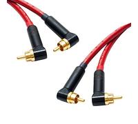 Star-Quad RCA Stereo Pair. Angled Dual Phono. Van Damme Cable. Gold Plated RCAs (50cm, Red)