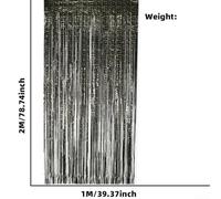 Star Rain Curtain for Wedding, Birthday & Christmas Party Decor - 5-Pointed PET Star Backdrop with Double-Sided Sticky Backing, Silver + Red/Blue + Gold Options(black)