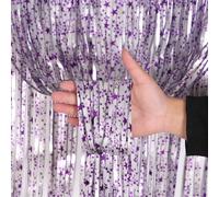 Star Rain Curtain for Wedding, Birthday & Christmas Party Decor - 5-Pointed PET Star Backdrop with Double-Sided Sticky Backing, Silver + Red/Blue + Gold Options(purple star)