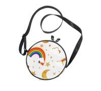 Star Rainbow Bridge Pattern Round Crossbody Bag Canvas Messenger Purse