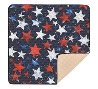 Star Red Blue Pattern Large Non-Slip Baby Activity Play Mat for Indoor Outdoor Comfortable Baby Kick Crawling Mat for Babies Infants Toddlers, 50'' x 50''