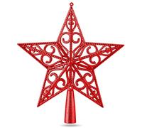 Star Red Christmas Tree Topper, Tree Topper Topper for Christmas Tree, Christmas Tree Topper (Star Ornament-Red)