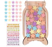 Star Reward Jar,Reward Incentive Jar with 30 Stars,Wooden Reward Chart for Children's Good Behavior,Classroom Stars reward jar for Kids Daily Routine Chores Bedtime School Class