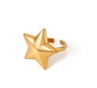 Star Ring Eternity Promise Statement Rings Polish Open Adjustable 18k Gold Plated Stainless Steel Band Thumb Ring for Her Lucky Star Ring Minimalist Stack Finger Birthday Gift Jewelry For Women