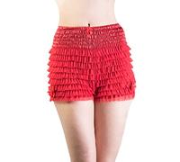Star Rivera Ladies Lingerie Flirty Vintage Shortie with Frilly Layers and High Waist Red S