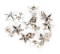 Star Rivets, 14mm Zinc Alloy Button Stud Five Pointed Nails Garment Leather Tacks Studs and Spikes Screwback for Shoes Bags (Silver)