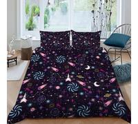 Star Rocket Bedding Set Theme Bedspread Space Theme Duvet Cover Set Microfiber Quilt Cover Universal for All Seasons Pillowcase King（220x240cm）