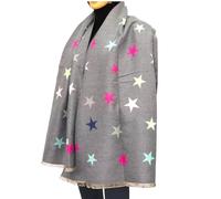 Star Scarfs for Women Winter Ladies Scarf Cosy Shawls Wraps Stars Print Revirseable Scarves (Grey Multi Star)