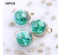 Star Sequin Set of 10 in Bright Colors for Use with For Crystal Glass Balls Decorative Touches (Green)