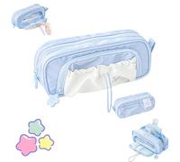 Star Series Large Capacity Drawstring Pencil Case,Counting Stars Pencil Case Big Capacity,Cute Aesthetic Pouch Holder Drawstring Pen, 2025 New Kawaii,Waterproof, Soft,for Students (Blue)