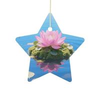 Star Shape Christmas Ornaments 2.7 Inch - Lake Floating Ceramic Porcelain Tree Decorations, Double-Sided Hanging Ornaments for Xmas Tree Home Holiday Wedding Decor