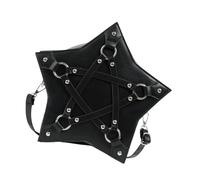 Star Shape PU Leather Crossbody Bag with Rivets Studded Embellishment Motorcycle Punk Zippered Shoulder Bag Purse PU Leather Shoulder