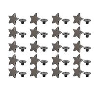 Star Shape Rivet Stud Button Shiny Durable Decorative Accessories for Clothes and Shoes Silver Black Metal Color Bright Black 12mm 20Pcs (Flat gun color)