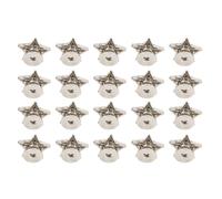 Star Shape Rivet Stud Button Shiny Durable Decorative Accessories for Clothes and Shoes Silver Black Metal Color Bright Black 12mm 20Pcs (Flat silver)