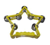 Star Shape Tamborine Double Row Tambourine for Kids Portable for Bar Parties, Photography Props Metal Jingles Hand Drum Percussion(Yellow)